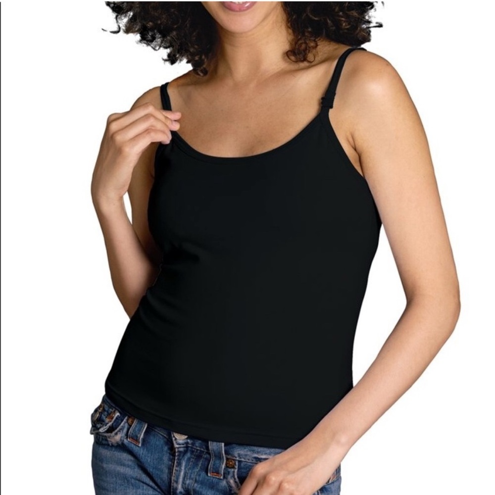 GlamourMom Nursing Bra Full Bust Cotton‎ Long Black Tank Top Size M